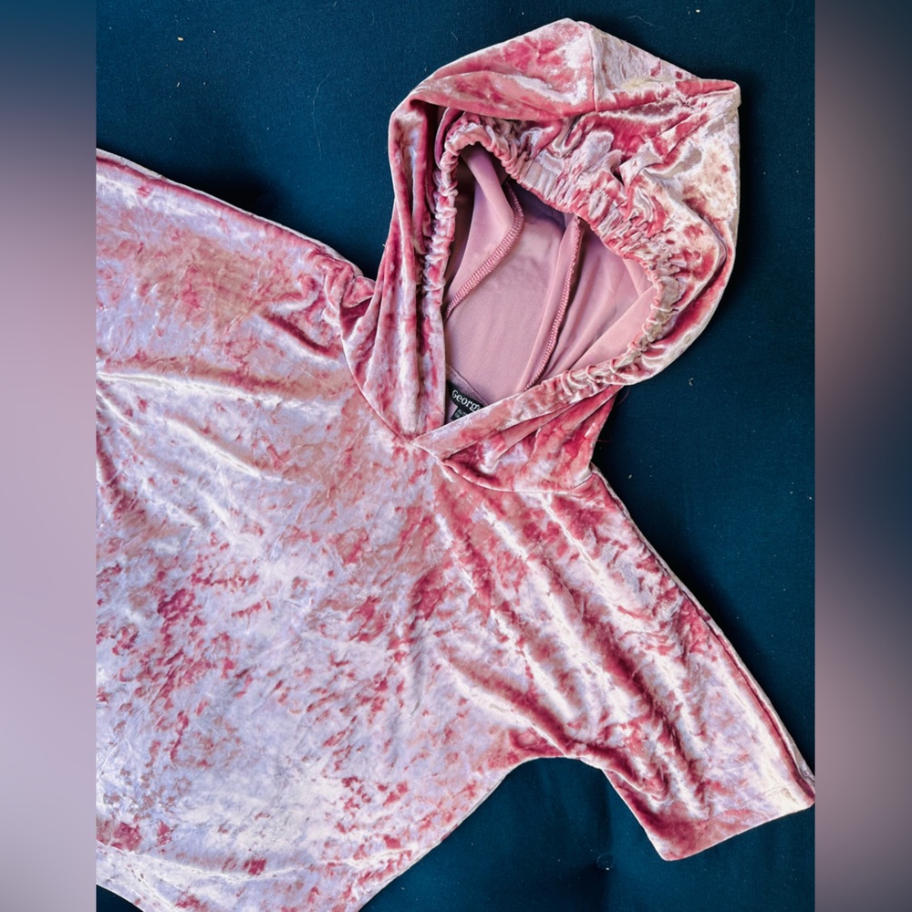 Rose crushed velvet hoodie